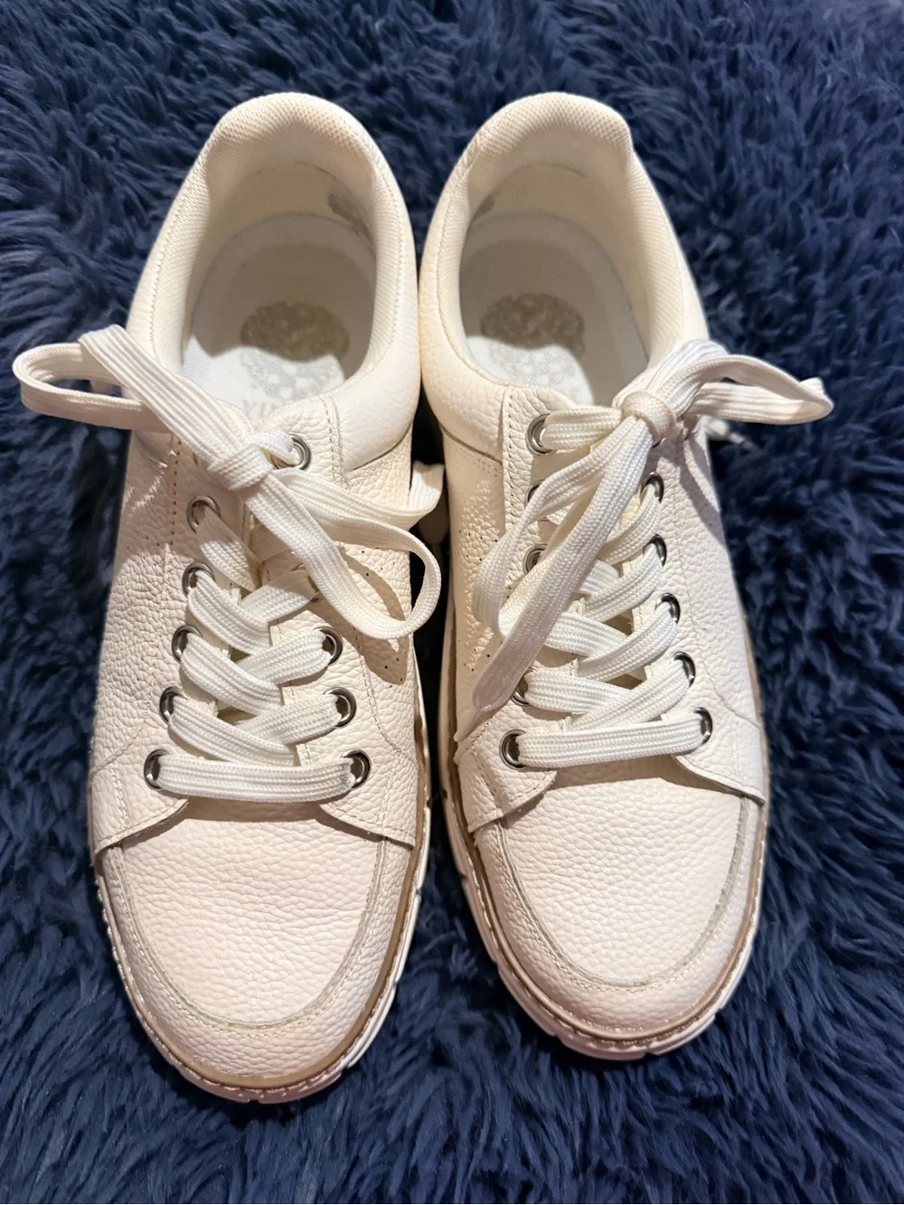 Vince Camuto Rezelli Women's Soft Ivory Leather Lace-Up Sneakers